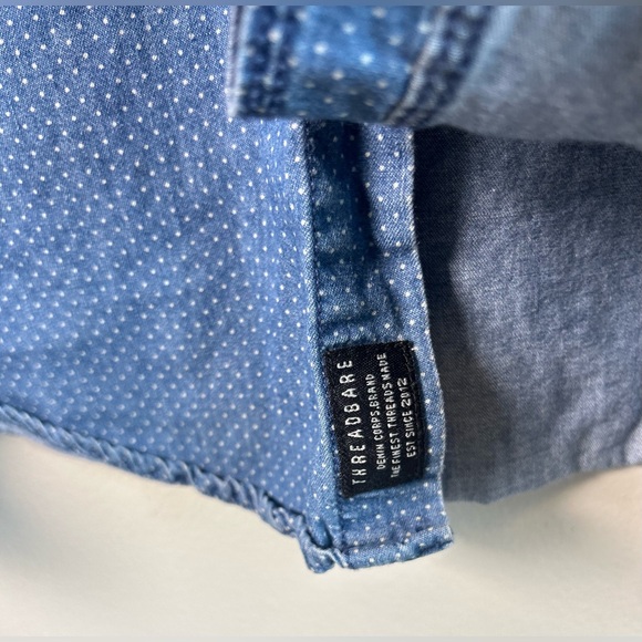 Threadbare Men’s Denim Western Shirt Size XL 100% Cotton Snap Button Polka Dots - Picture 8 of 11